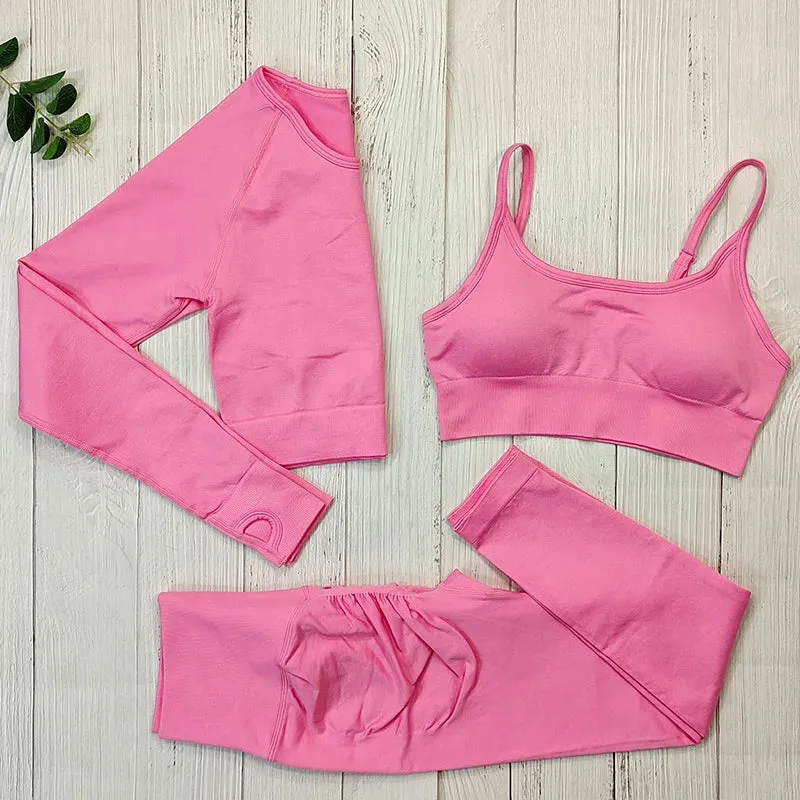 Women's Seamless Yoga Clothes Fitness Suit - Gym Clothing Workout Set with Push Up Leggings, Sports Wear Outfit