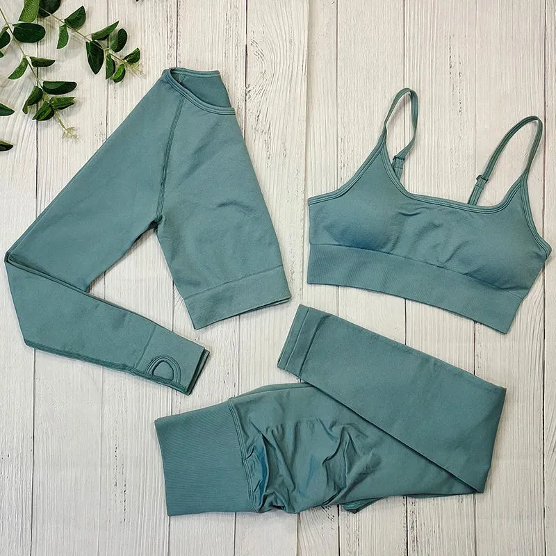 Women's Seamless Yoga Clothes Fitness Suit - Gym Clothing Workout Set with Push Up Leggings, Sports Wear Outfit