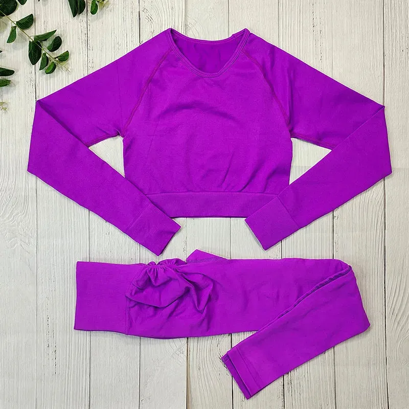 Women's Seamless Yoga Clothes Fitness Suit - Gym Clothing Workout Set with Push Up Leggings, Sports Wear Outfit