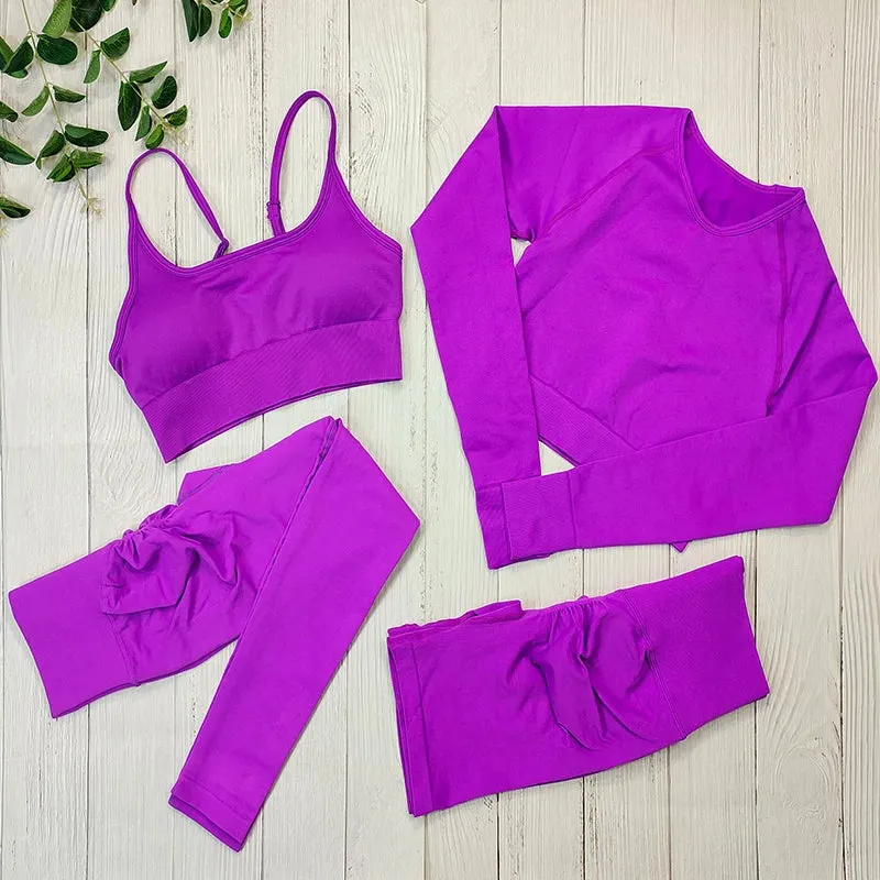 Women's Seamless Yoga Clothes Fitness Suit - Gym Clothing Workout Set with Push Up Leggings, Sports Wear Outfit