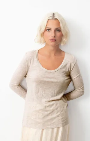 WOMEN'S T-SHIRT LS JACKSONVILLE - MELANGE CREAM