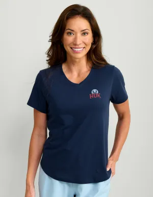 Womens V-Neck Sunset Graphic Tee