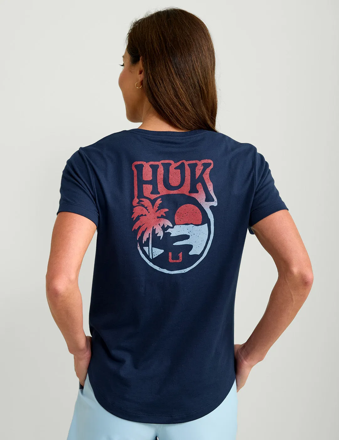 Womens V-Neck Sunset Graphic Tee