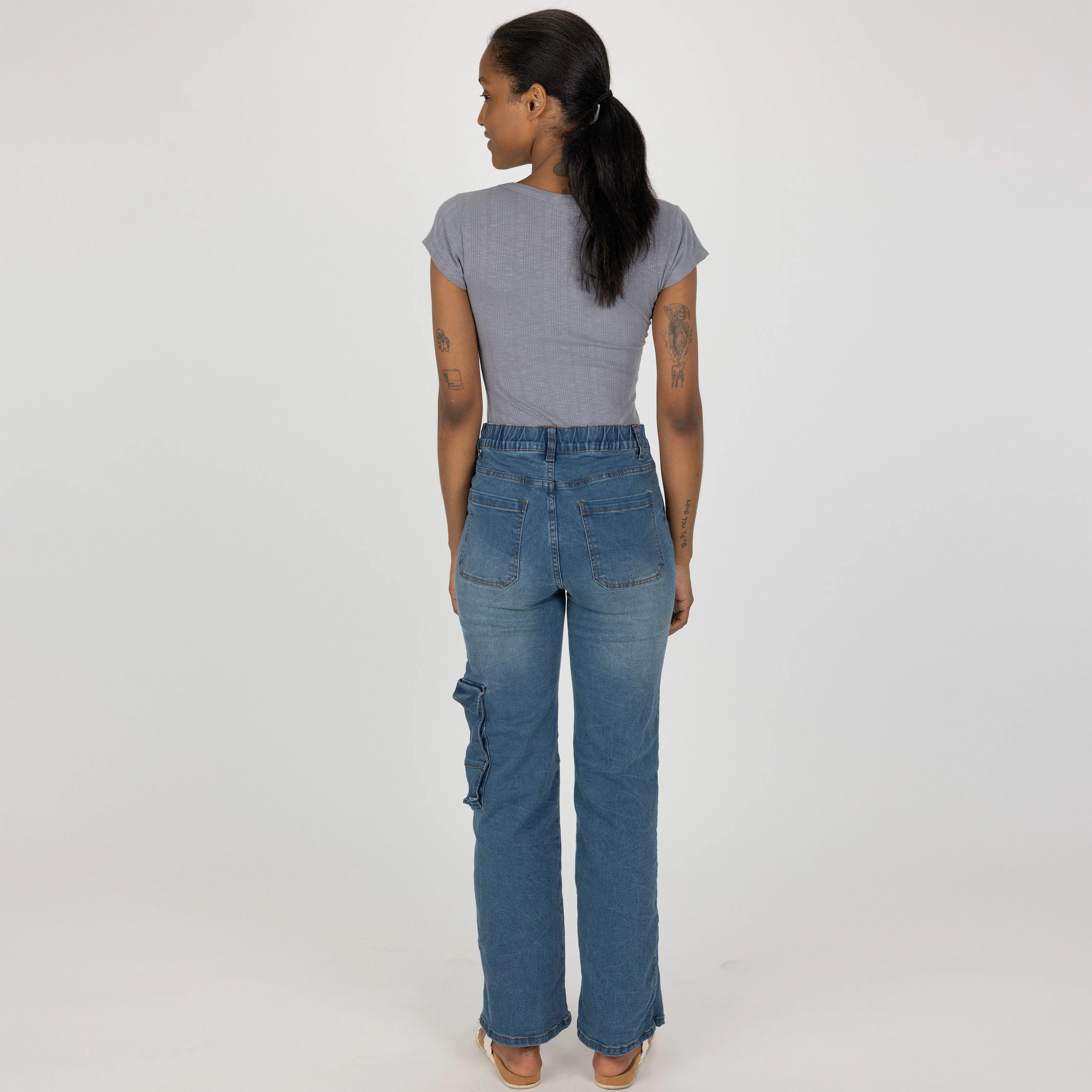 Womens Variegated Ribbed Cap Sleeve U-neck Tee - Quicksilver