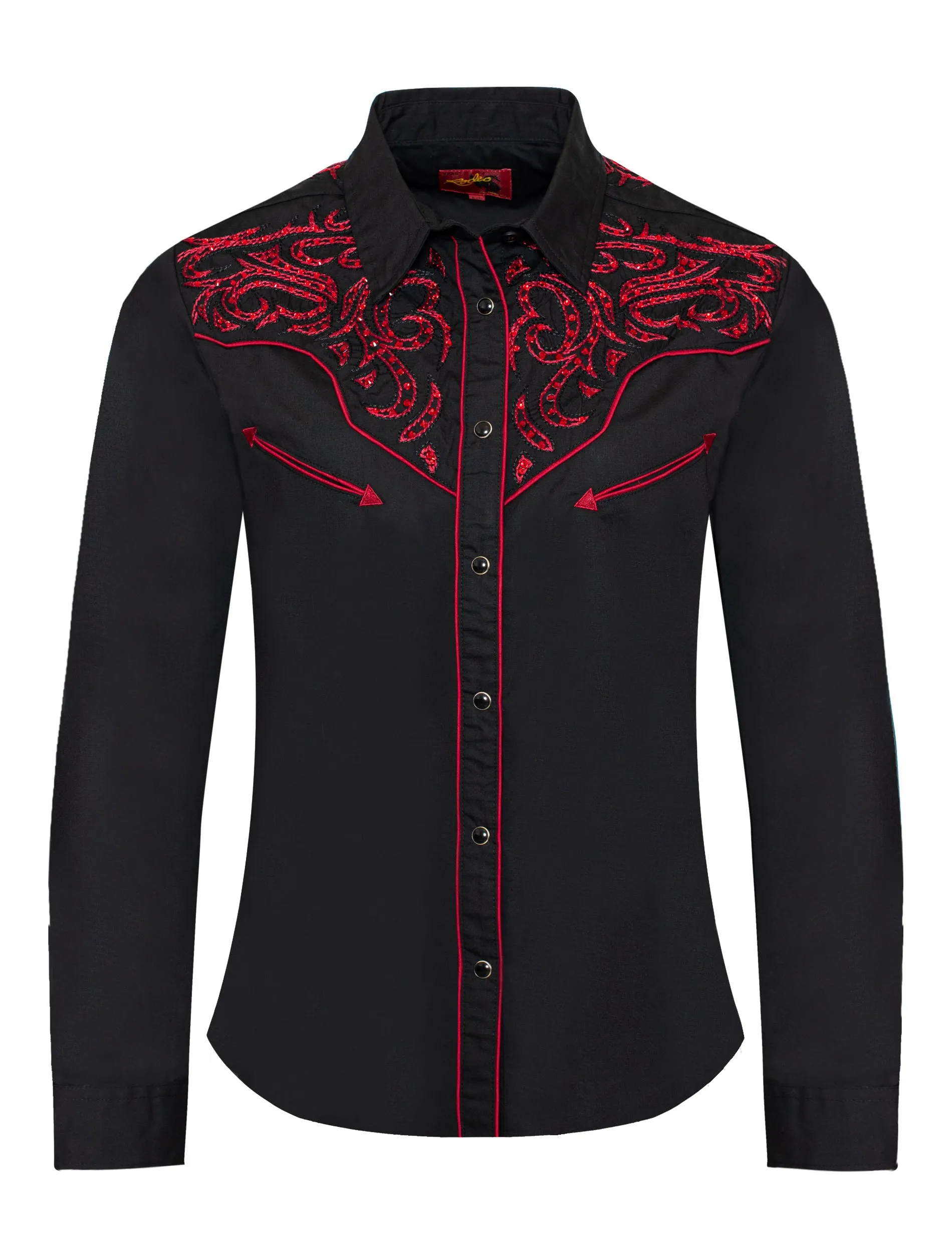 Women’s Western Embroidered diamond studded Shirts-LS500D-528