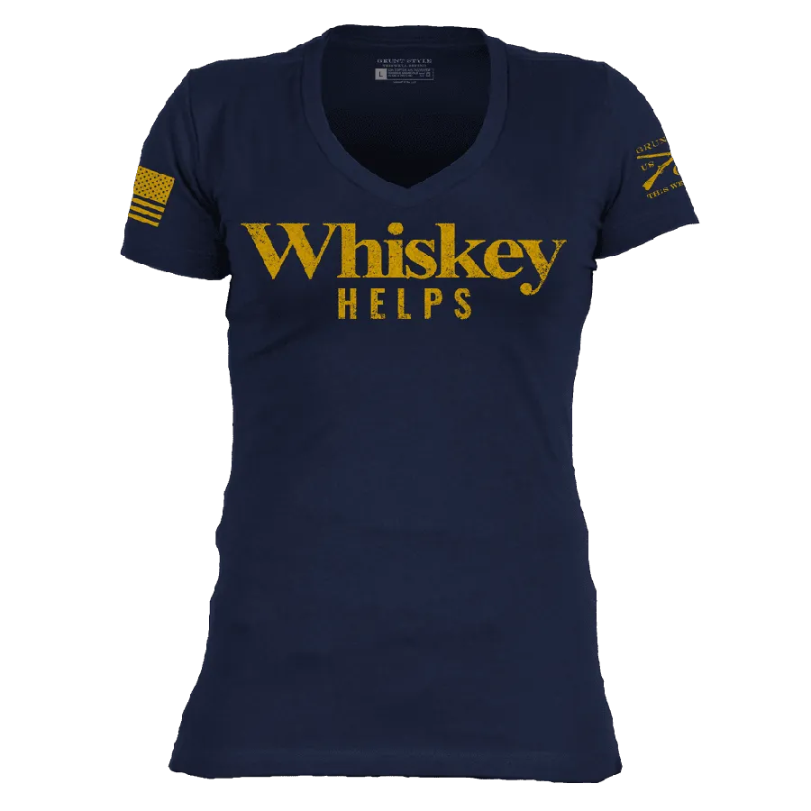 Women's Whiskey Helps™ V-Neck - Midnight Navy