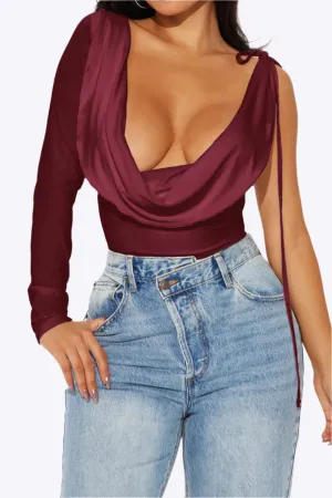 Zaira - Elegant Satin Ruched Woman's Long Sleeve Shirt
