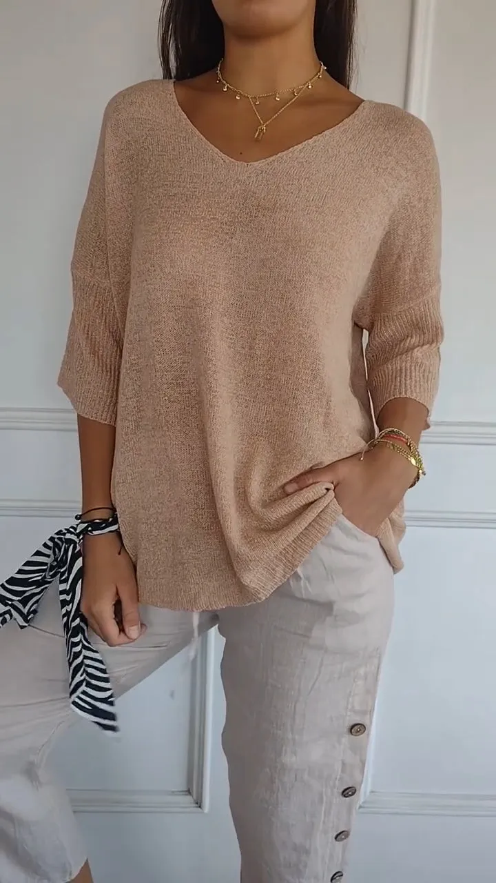 Zenaida | Knit Top with V-neck