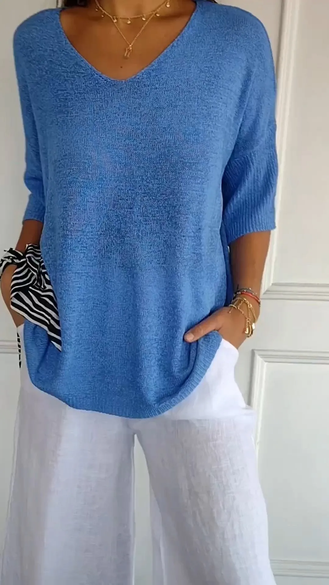 Zenaida | Knit Top with V-neck