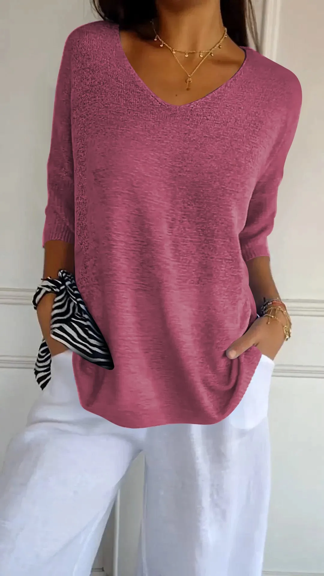 Zenaida | Knit Top with V-neck