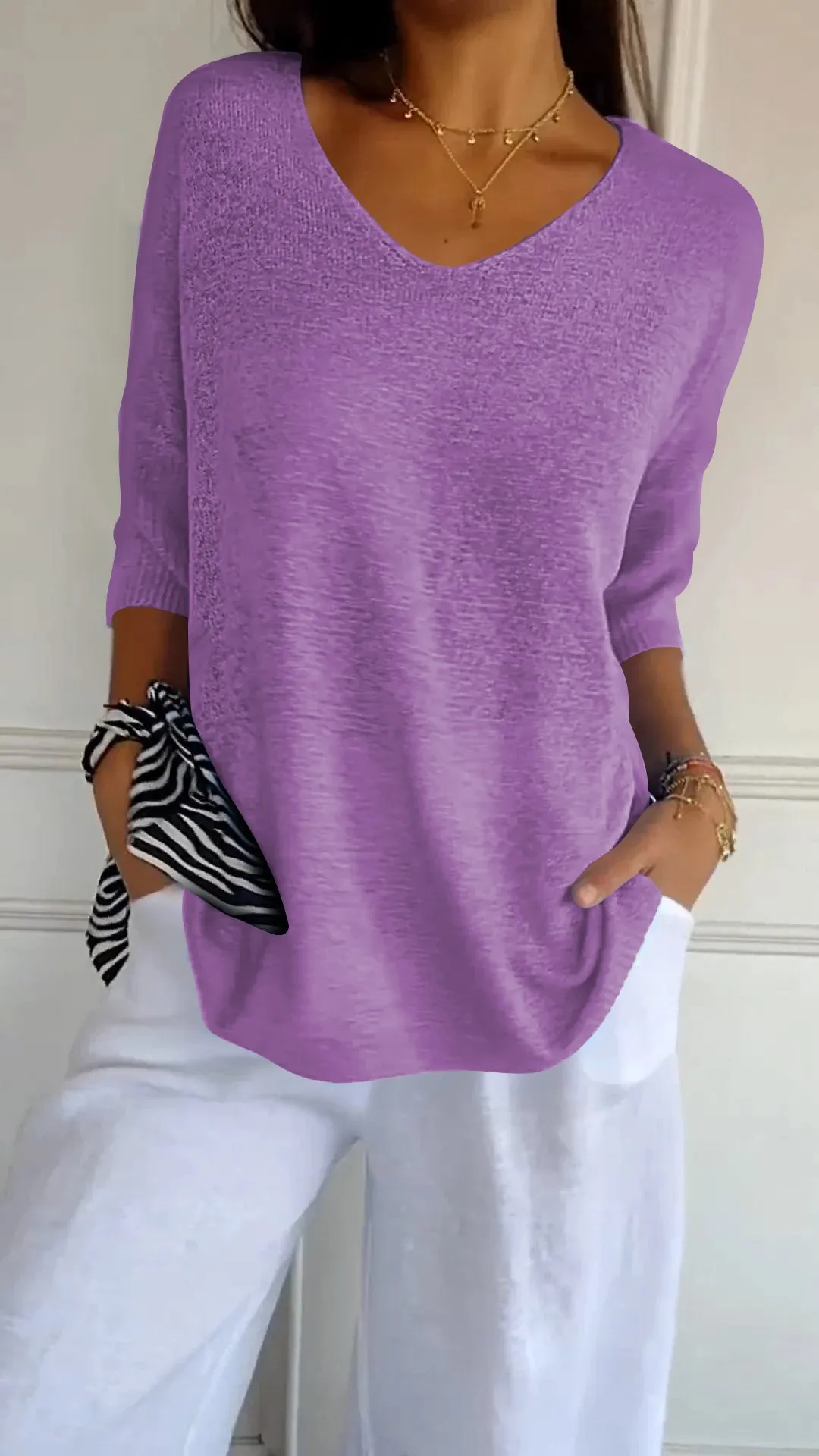 Zenaida | Knit Top with V-neck