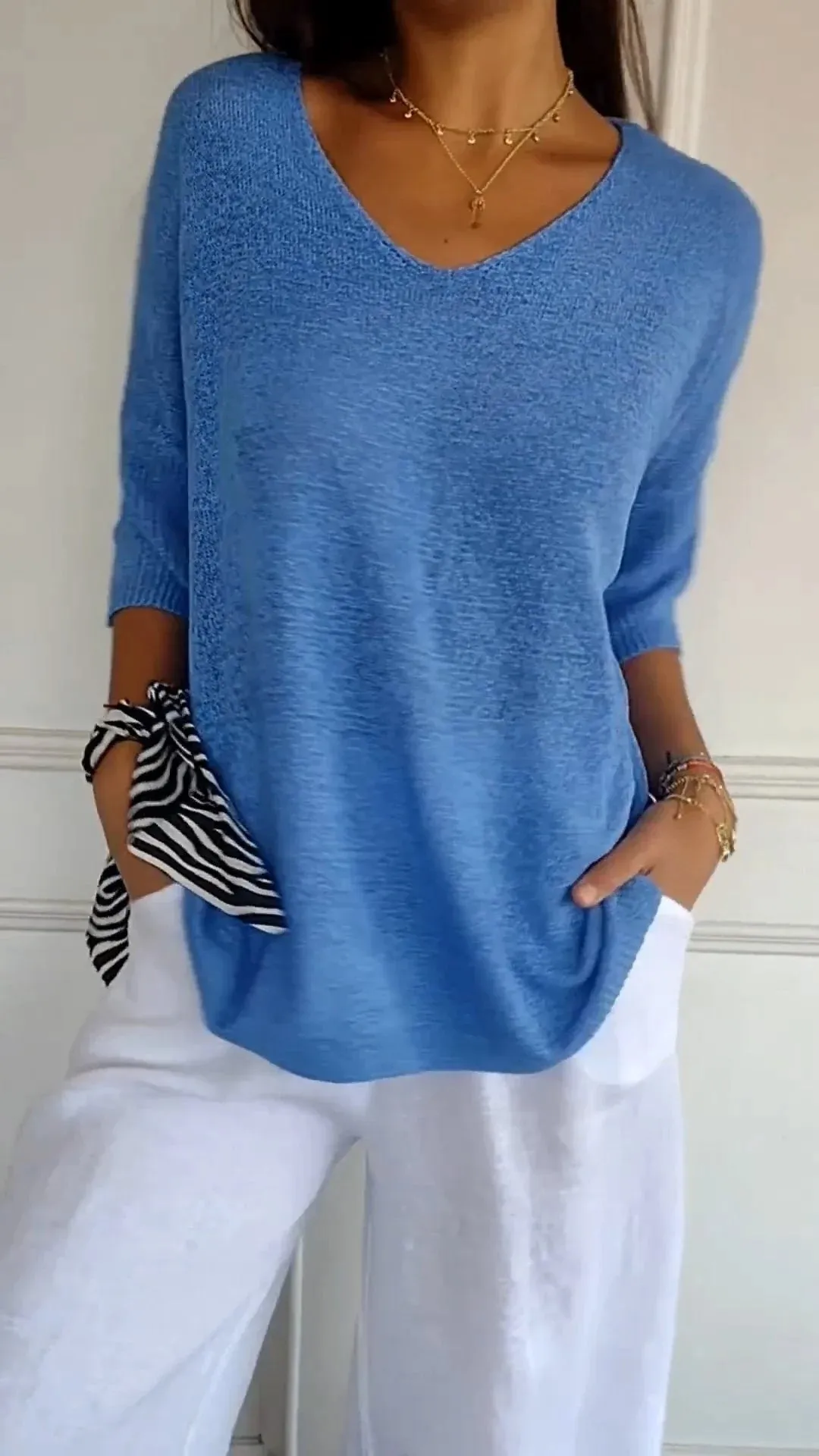 Zenaida | Knit Top with V-neck