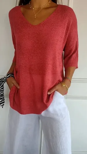 Zenaida | Knit Top with V-neck