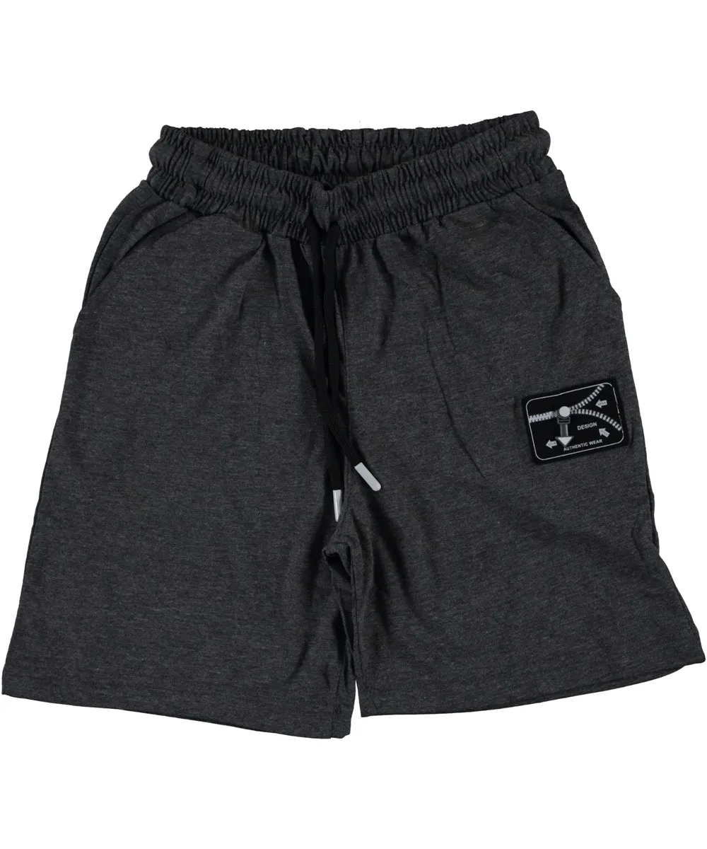 Zipper Gray Melange Shorts
